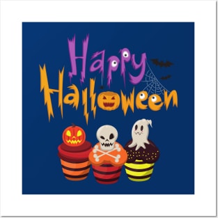 Happy Halloween cute spooky cupcakes Posters and Art